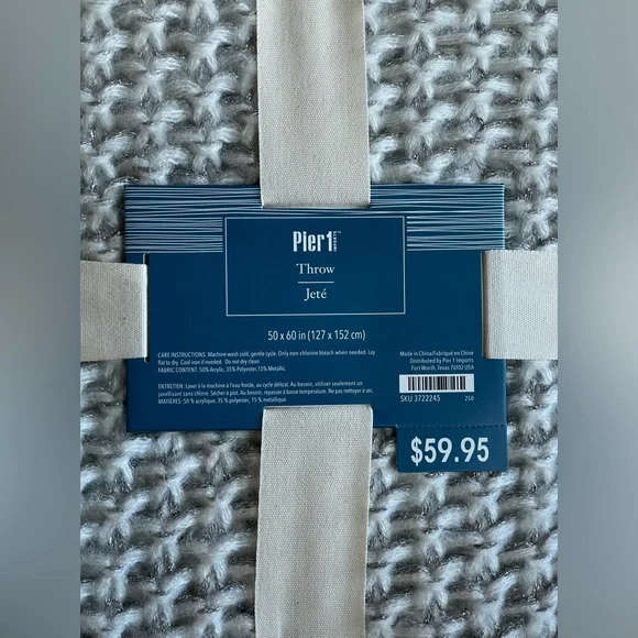 Pier Silver Throw Blanket NEW